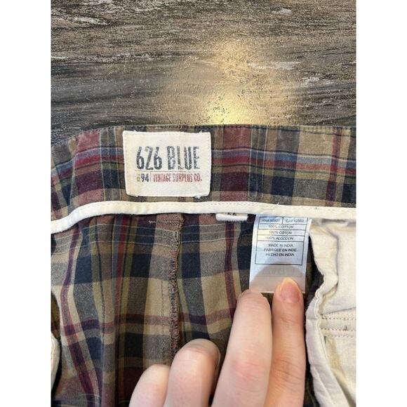 Men's Cargo Shorts Size 56 10" Inseam 100% Cotton Plaid Preppy Academia - Picture 4 of 11